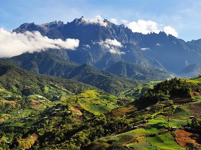 Mount Kinabalu rising above the highlands of Sabah