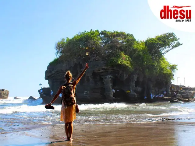 Tanah Lot sea temple Bali rocky islet ocean