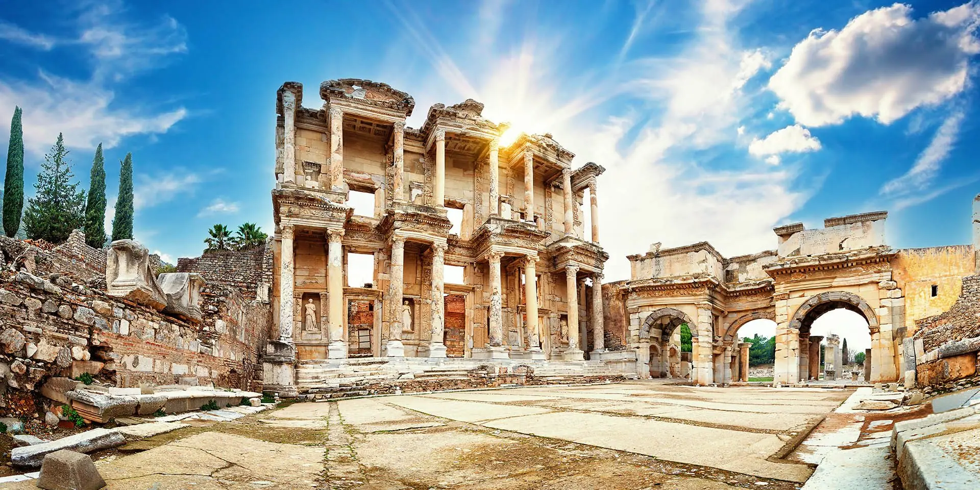 The Library of Celsus among the ruins of Ephesus, Turkey